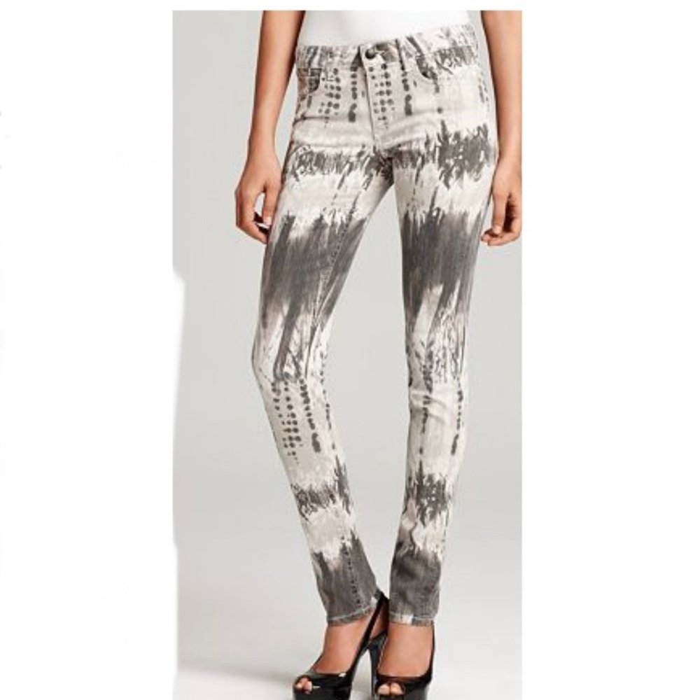 Joe's Jeans Women's Gray Feathered Tie-Dye Skinny High Rise Jeans,‎ Size 26